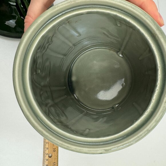 Vtg Cookie Jug Jar Two Tone Green McCoy w Lid Made in USA Model 213 Damaged Read - Picture 10 of 12